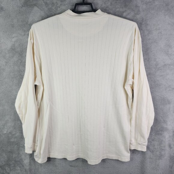 Mens Beige Keeter Bay Ribbed Shirt Long Sleeve 100% Cotton Crew Neck Size XXL - Picture 7 of 10